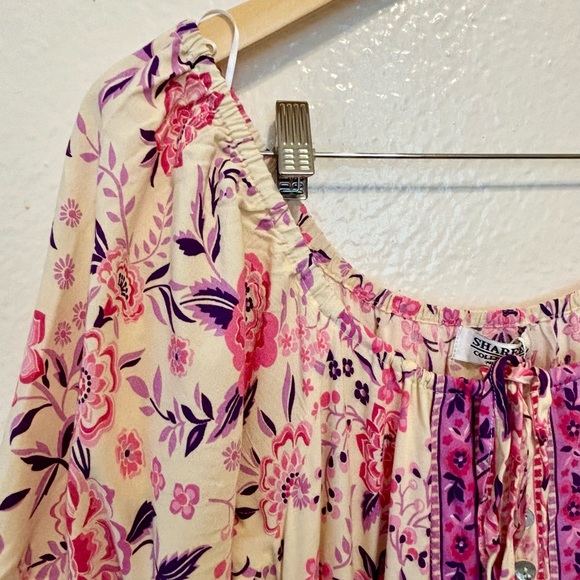 Shareen Collections Australia Boho Pink/Purple Floral Maxi  Summer Dress 10 - Picture 8 of 12